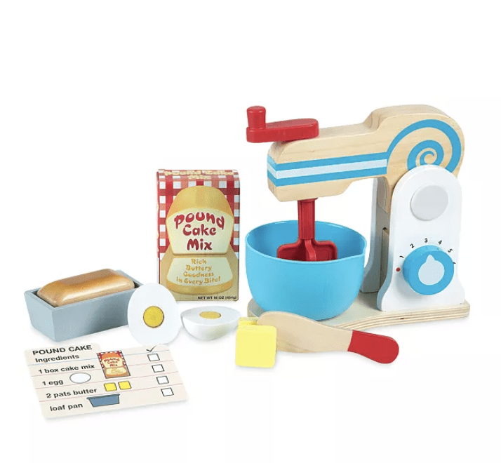 Melissa & Doug Wooden Make-a-Cake Toy Mixer Set - Ages 3+ 